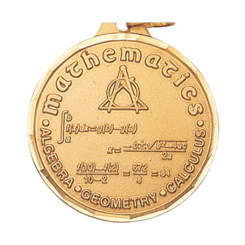 1-1/4 Inch Die-Struck Mathematics Medal in Gold, Silver, or Bronze