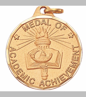 1-1/4 Inch Die-Struck Medal of Academic Achievement in Gold