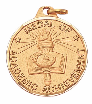 1-1/4 Inch Die-Struck Medal of Academic Achievement in Gold
