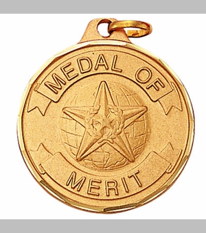 1-1/4 Inch Medal of Merit in Gold