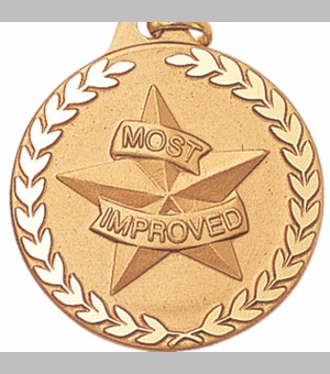 1-1/4 Inch Most Improved Medal in Gold