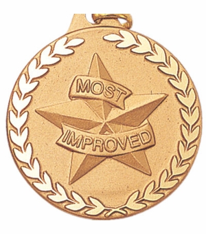 1-1/4 Inch Most Improved Medal in Gold