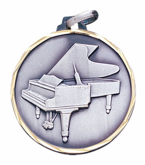 1-1/4 Inch Piano Themed Medal in Gold, Silver, or Bronze