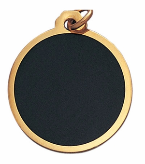 1-1/4 INCH ROUND BLACK SCREENED MEDAL FOR ENGRAVING