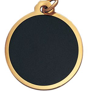1-1/4 INCH ROUND BLACK SCREENED MEDAL FOR ENGRAVING