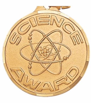 1-1/4 Inch Die-Struck Science Award Medal in Gold, Silver, or Bronze