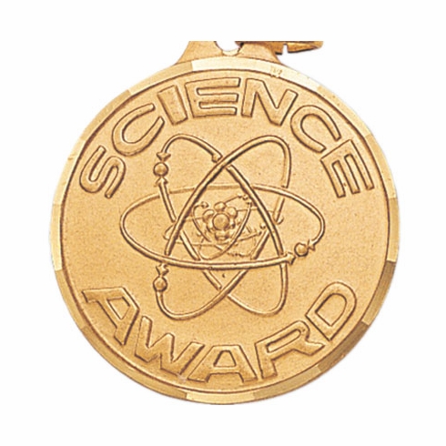1-1/4 Inch Die-Struck Science Award Medal in Gold, Silver, or Bronze