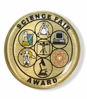 1-1/4 INCH SCIENCE FAIR AWARD DIGITAL PRINTED LAPEL PIN