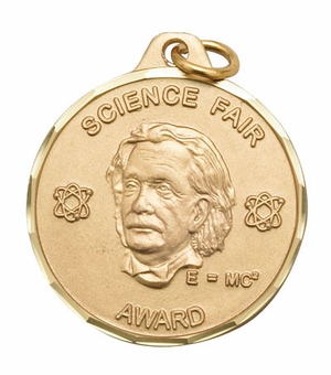 1-1/4 Inch Die-Struck Science Fair Award Medal in Gold, Silver, or Bronze