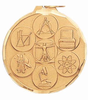 1-1/4 Inch Die-Struck Science Themed Medal in Gold, Silver, or Bronze