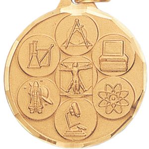 1-1/4 Inch Die-Struck Science Themed Medal in Gold, Silver, or Bronze