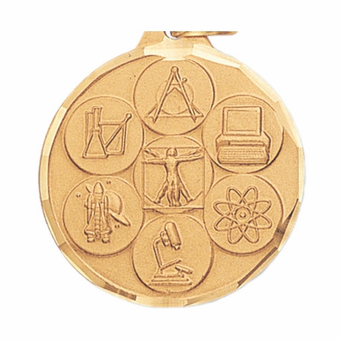 1-1/4 Inch Die-Struck Science Themed Medal in Gold, Silver, or Bronze