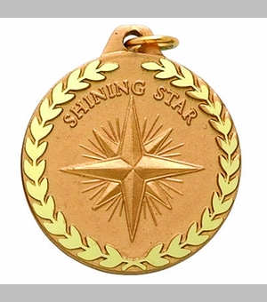 1-1/4 Inch Shining Star Medal in Gold
