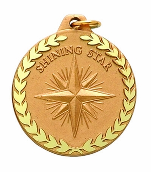 1-1/4 Inch Shining Star Medal in Gold