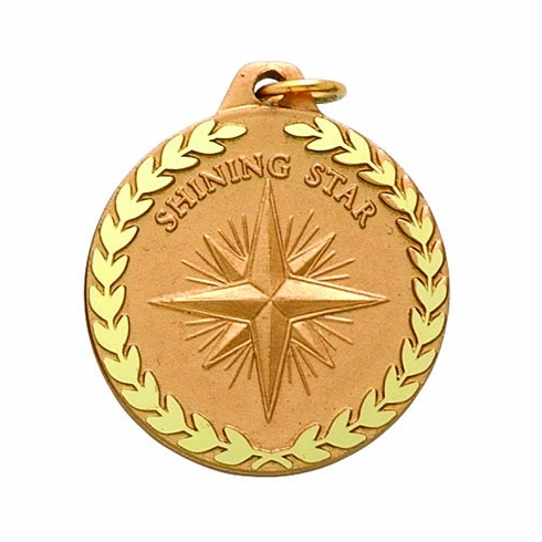 1-1/4 Inch Shining Star Medal in Gold