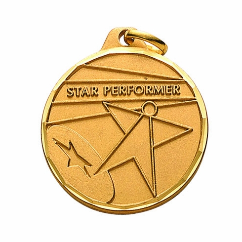 1-1/4 Inch Star Performer Medal in Gold or Silver
