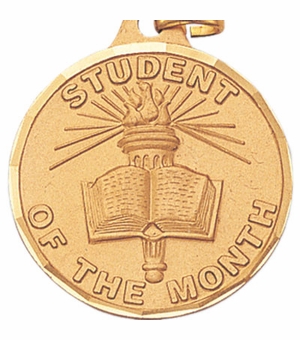 1-1/4 Inch Die-Struck Student of the Month Medal in Gold