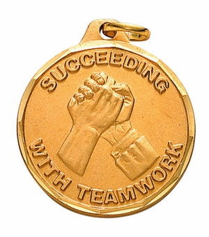 1-1/4 Inch Succeeding with Teamwork Medal in Gold or Silver