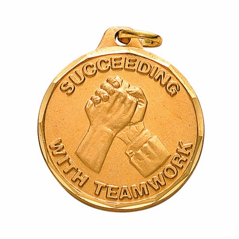 1-1/4 Inch Succeeding with Teamwork Medal in Gold or Silver