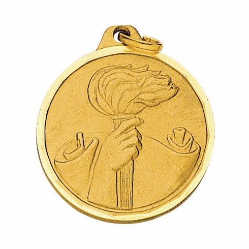 1-1/4 Inch Die-Struck Torch and Scroll Themed Medal in Gold, Silver, or Bronze