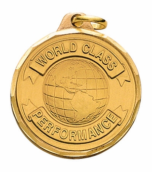 1-1/4 Inch Die-Struck World Class Performance Medal in Gold
