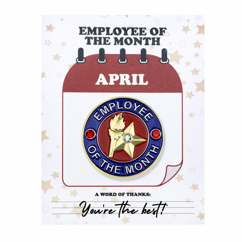1-1/8 Inch April Employee of the Month Enameled Lapel Pin