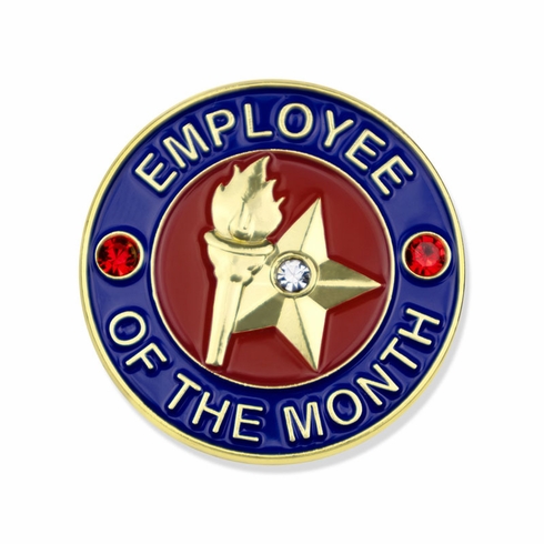 1-1/8 Inch December Employee of the Month Enameled Lapel Pin