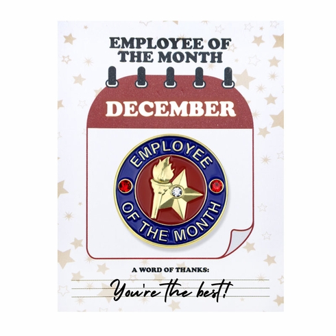 1-1/8 Inch December Employee of the Month Enameled Lapel Pin