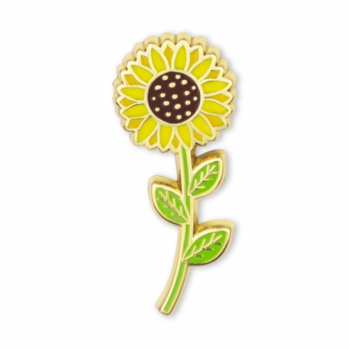 1-1/8 INCH ENAMELED SUNFLOWER PIN