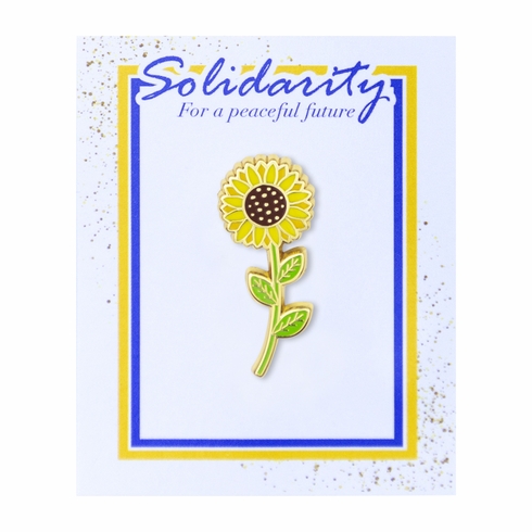1-1/8 INCH ENAMELED SUNFLOWER PIN