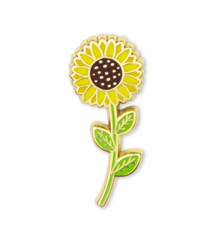 1-1/8 INCH ENAMELED SUNFLOWER PIN