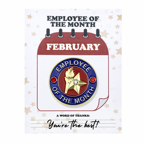 1-1/8 Inch February Employee of the Month Enameled Lapel Pin