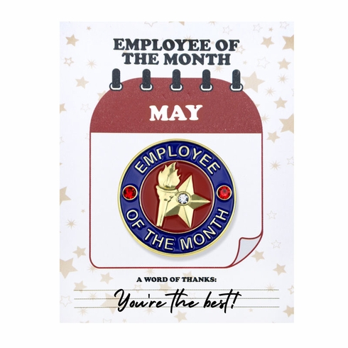 1-1/8 Inch May Employee of the Month Enameled Lapel Pin
