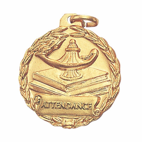 1-1/8 Inch Gold Attendance Medal with Customizable Back