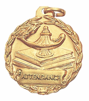 1-1/8 Inch Gold Attendance Medal with Customizable Back