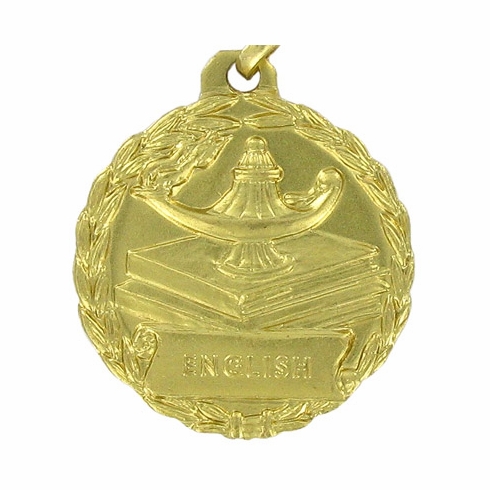 1-1/8 Inch Gold English Medal with Customizable Back