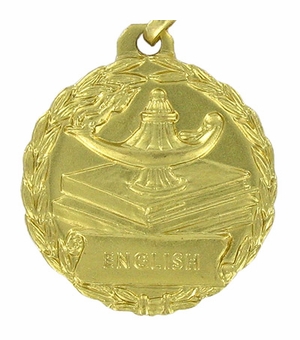 1-1/8 Inch Gold English Medal with Customizable Back