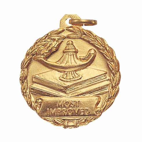 1-1/8 Inch Gold Improvement Medal with Customizable Back