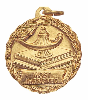 1-1/8 Inch Gold Improvement Medal with Customizable Back