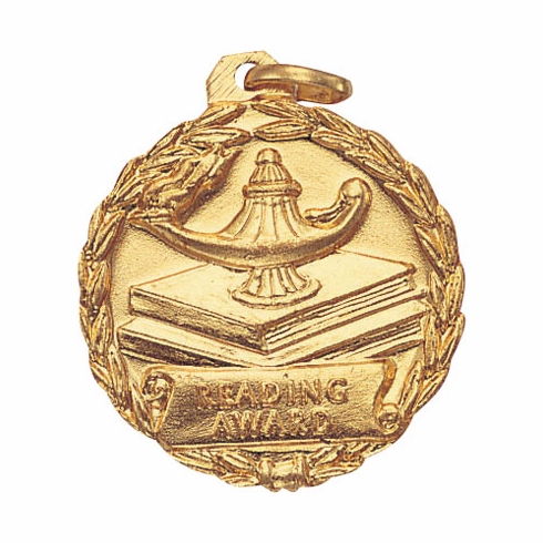 1-1/8 Inch Gold Reading Medal with Customizable Back