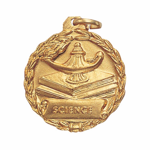 1-1/8 Inch Gold Science Medal with Customizable Back