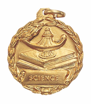 1-1/8 Inch Gold Science Medal with Customizable Back