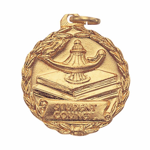 1-1/8 Inch Gold Student Council Medal with Customizable Back