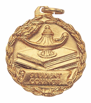 1-1/8 Inch Gold Student Council Medal with Customizable Back