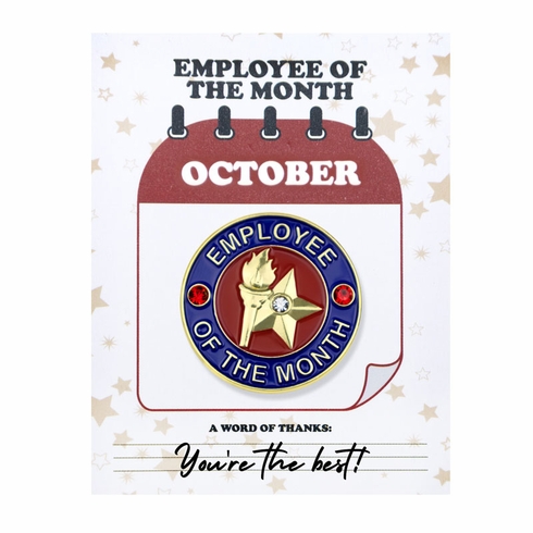 1-1/8 Inch October Employee of the Month Enameled Lapel Pin