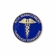1-1/8 INCH RISK MANAGEMENT THROUGH TEAMWORK BLUE ENAMELED GOLD LAPEL PIN WITH CADUCEUS