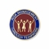 1-1/8 INCH RISK MANAGEMENT THROUGH TEAMWORK BLUE & RED ENAMELED GOLD LAPEL PIN
