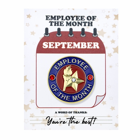 1-1/8 Inch September Employee of the Month Enameled Lapel Pin