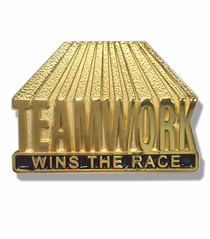 1-1/8 INCH TEAMWORK WINS THE RACE PIN