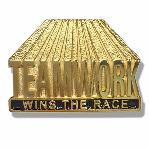 1-1/8 INCH TEAMWORK WINS THE RACE PIN